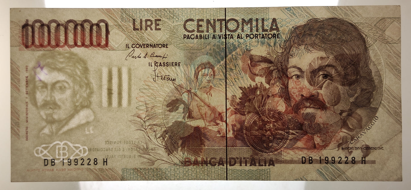 100000 LIRE CARAVAGGIO 1° TIPO LETTERA B 1985 BB