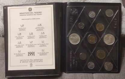 SERIE DIVISIONALE DI MONETE 1991 CON ARGENTO IPZS FDC - LIRE DA COLLEZIONE