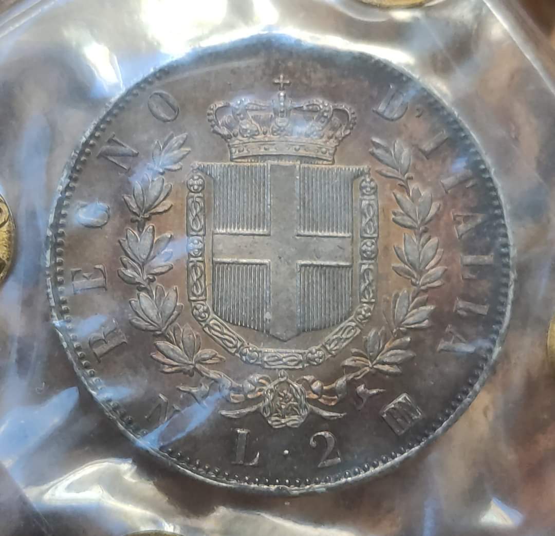 2 LIRE STEMMA 1863 (NAPOLI) PERIZIATA qFDC