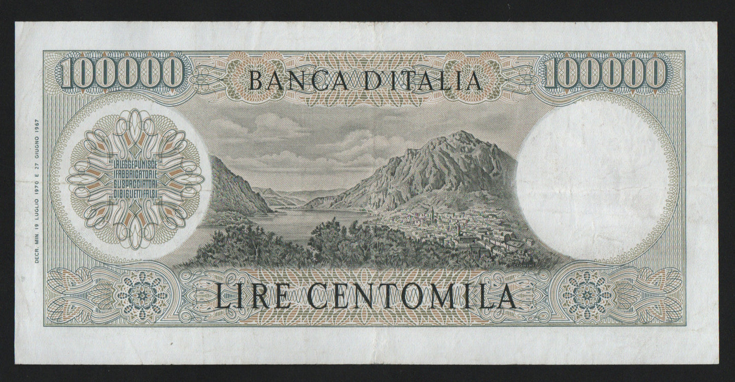 100000 LIRE MANZONI 19/07/1970 BB+