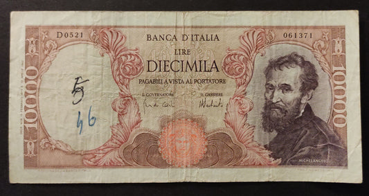 10000 LIRE MICHELANGELO 15/02/1973 BB