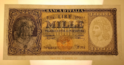 1000 LIRE ITALIA ORNATA DI PERLE MEDUSA 11/02/1949 SUP+ - Numismatica_ita