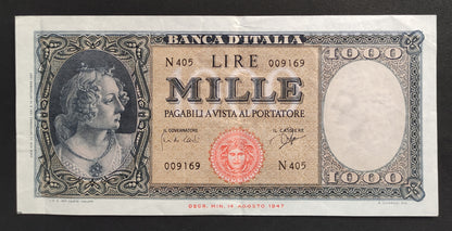 1000 LIRE ITALIA (MEDUSA) 25/09/1961 (qSPL) - Numismatica_ita