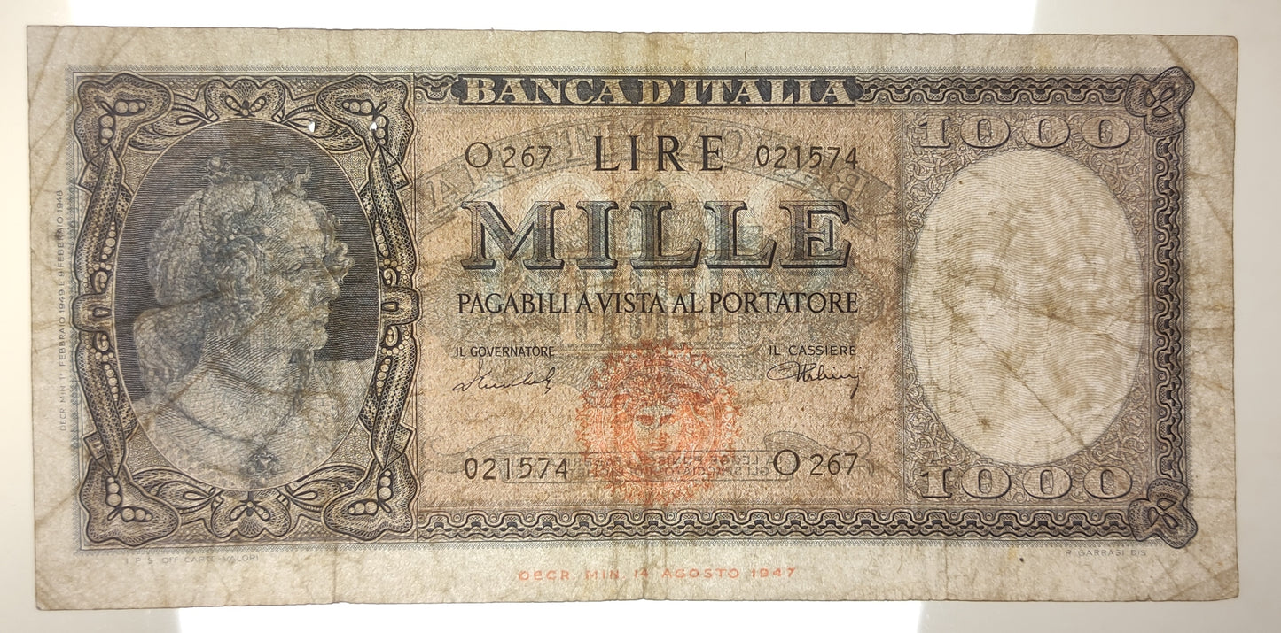 1000 LIRE ITALIA ORNATA DI PERLE (MEDUSA) 11/02/1949 BB