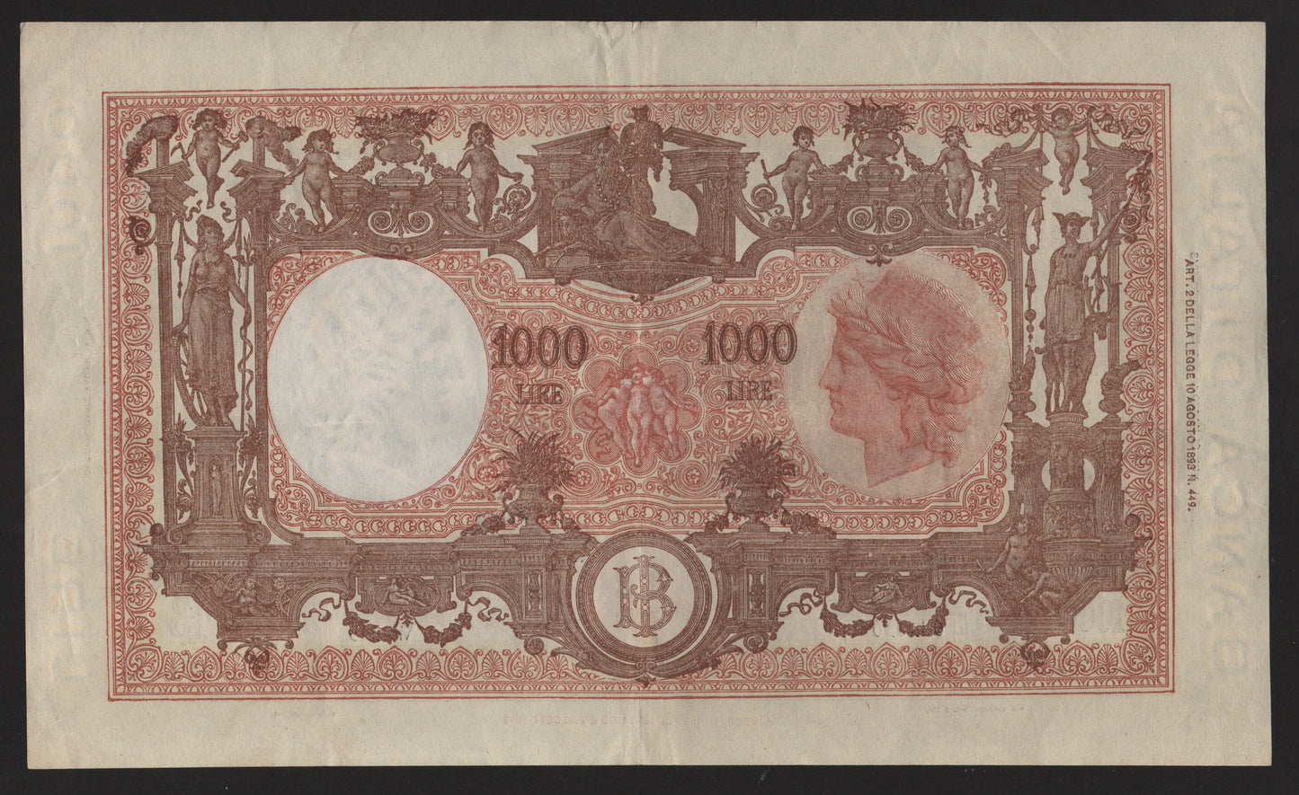 1000 LIRE GRANDE "M" BARBETTI 21/03/1946 qSPL