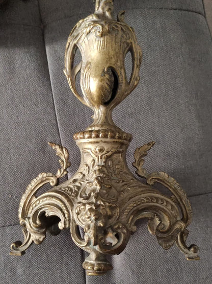 COPPIA DI CANDELABRI ANTICHI - ROCOCÒ IN OTTONE DORATO - DA COLLEZIONE