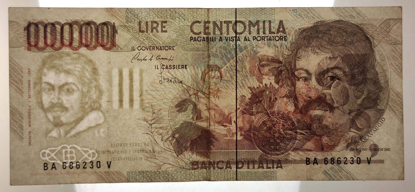 100000 LIRE CARAVAGGIO 1° TIPO LETTERA A 25/10/1983 BB