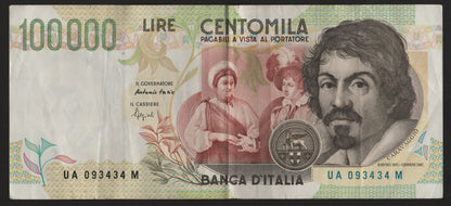 100000 LIRE CARAVAGGIO 2° TIPO LETTERA A 12/05/1994 BB