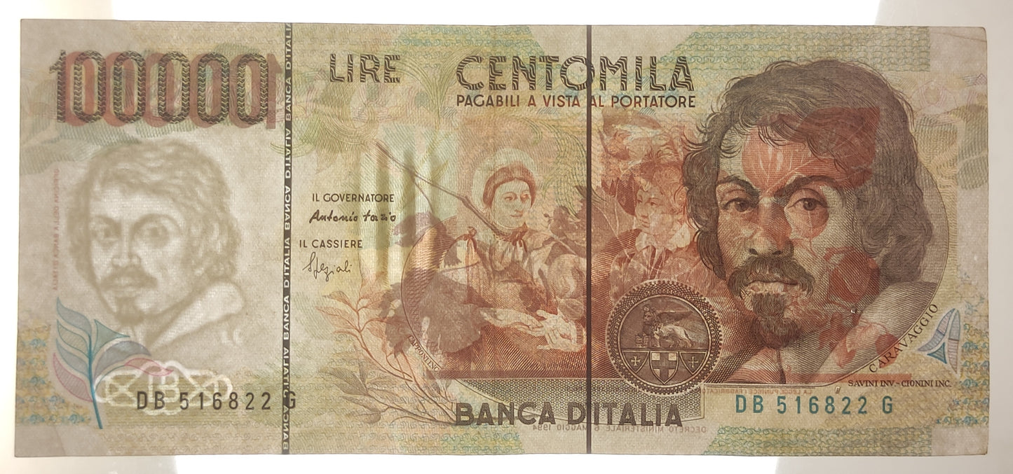 100000 LIRE CARAVAGGIO 2° TIPO LETTERA B 27/02/1995 BB