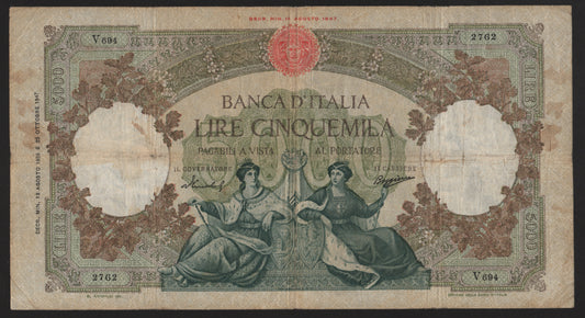 5000 LIRE REPUBBLICHE MARINARE REGINE DEL MARE 13/08/1956 BB