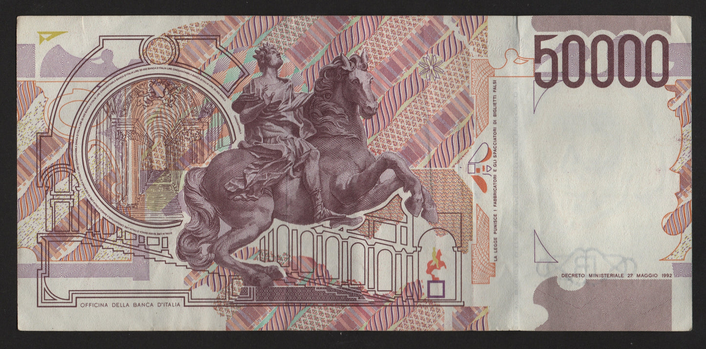 50000 LIRE BERNINI 2° TIPO LETTERA C 16/10/1995 BB+