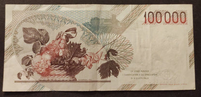 100000 LIRE CARAVAGGIO 1° TIPO LETTERA B 1985 BB