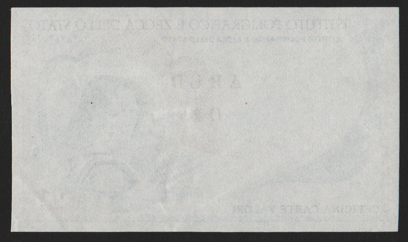 BANCONOTA SENZA STAMPA RETRO CAMPIONE SPECIMEN IPZS MODELLO VOLTO FEMMINILE SPL