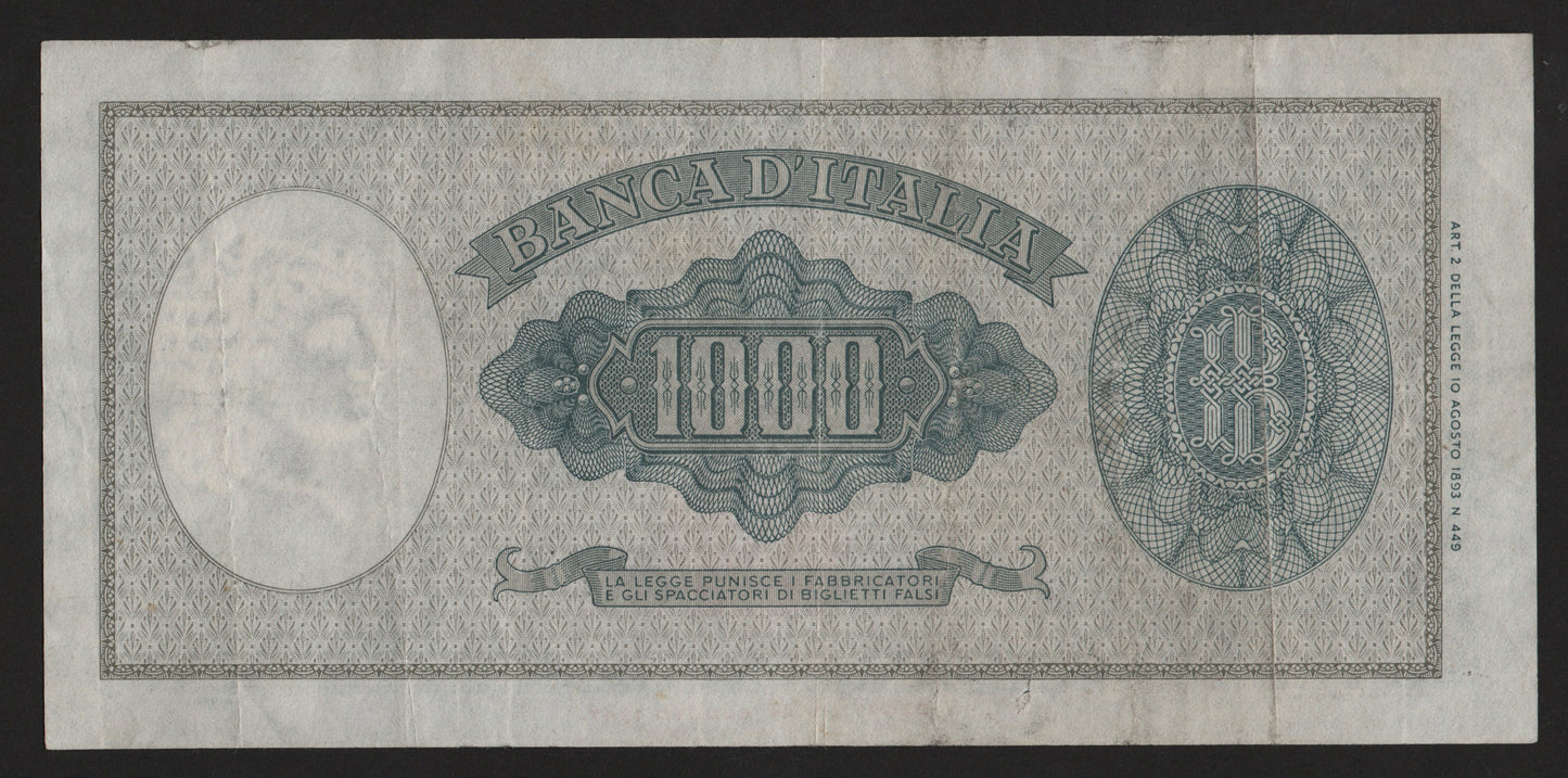 1000 LIRE ITALIA ORNATA DI PERLE (MEDUSA) 25/09/1961 BB