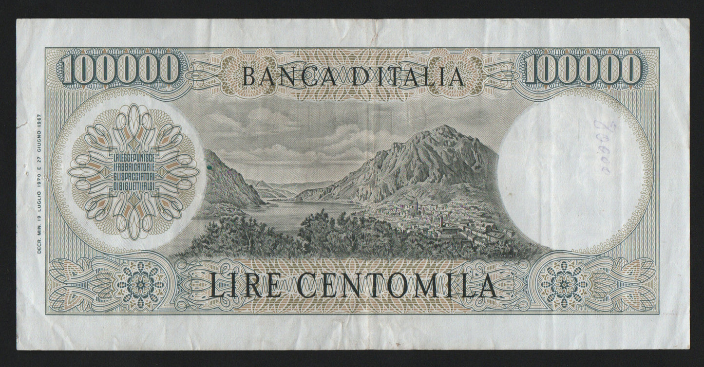 100000 LIRE MANZONI 19/07/1970 BB