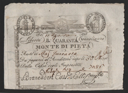 40 BAIOCCHI STATO PONTIFICIO - PRIMA REPUBBLICA ROMANA DAL 01/08/1798 SPL