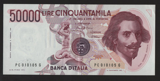 50000 LIRE BERNINI 1° TIPO LETTERA C 1986 SPL+