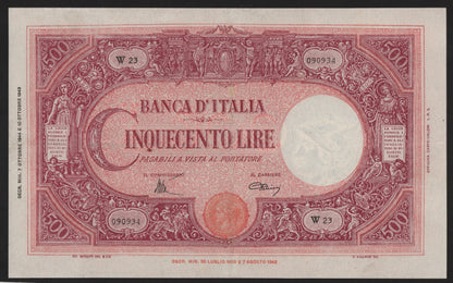 500 LIRE GRANDE "C" (B.I.) 07/10/1944 RSI LUOGOTENENZA BB+