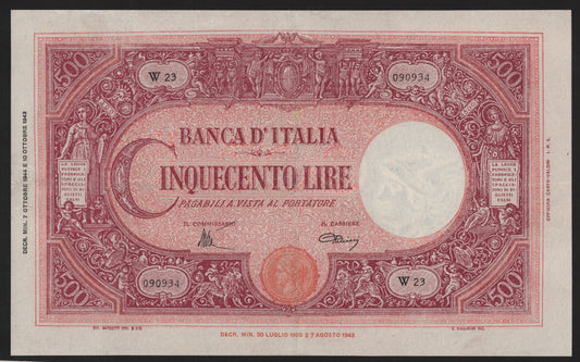 500 LIRE GRANDE "C" (B.I.) 07/10/1944 RSI LUOGOTENENZA BB+