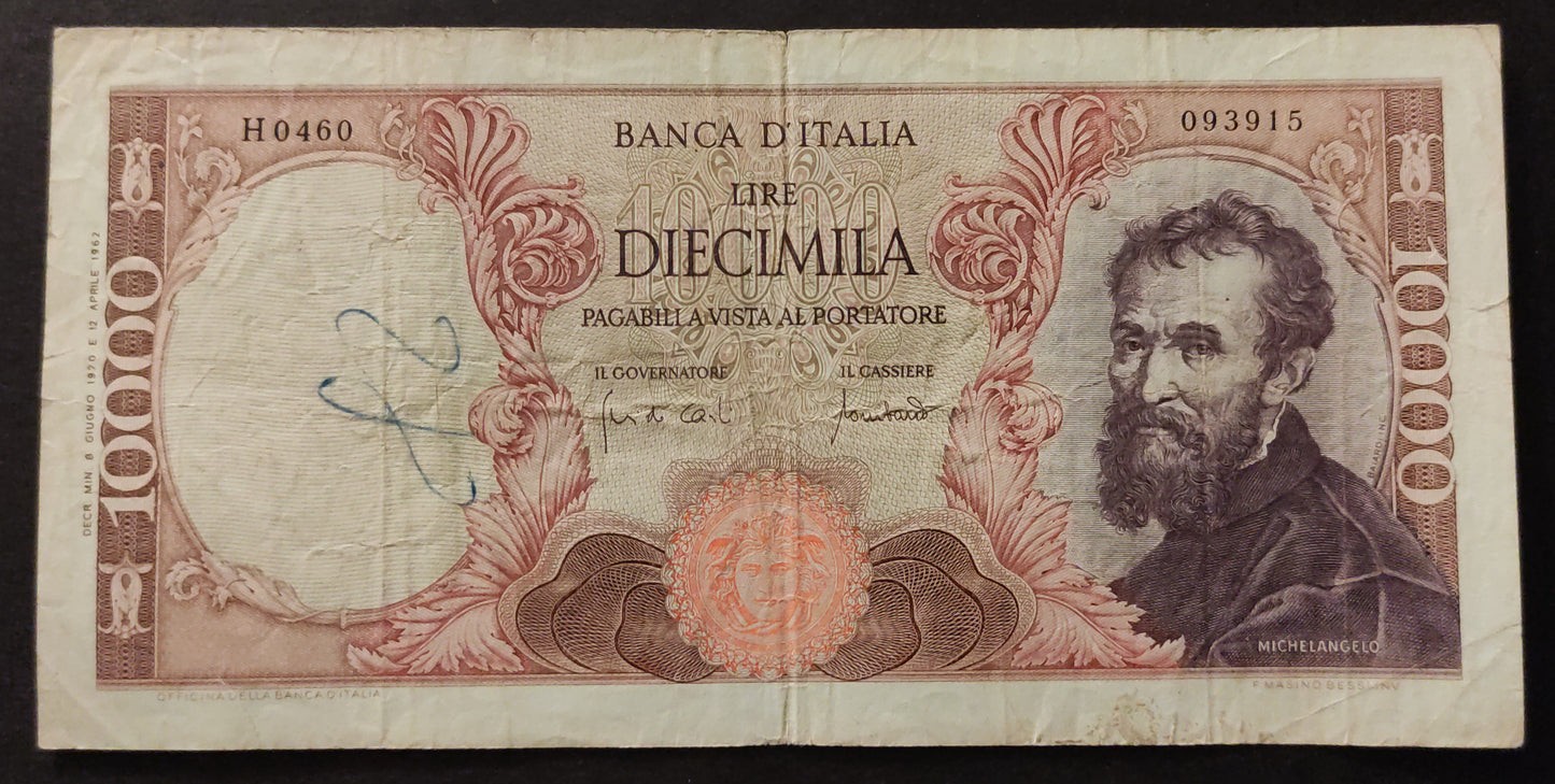 10000 LIRE MICHELANGELO 08/06/1970 BB