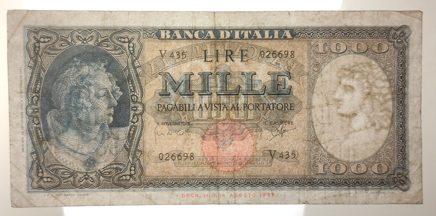 1000 LIRE ITALIA ORNATA DI PERLE (MEDUSA) 25/09/1961 BB