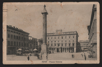 ANTICA CARTOLINA REGNO D'ITALIA DEL 1914 - ROMA PIAZZA COLONNA