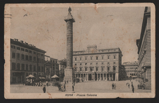 ANTICA CARTOLINA REGNO D'ITALIA DEL 1914 - ROMA PIAZZA COLONNA