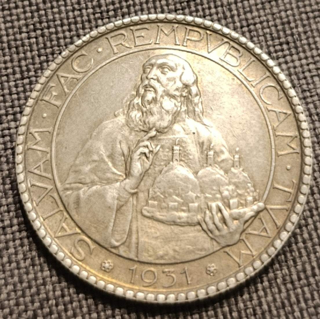 20 LIRE 1931 SAN MARINO MONETA IN ARGENTO SPL