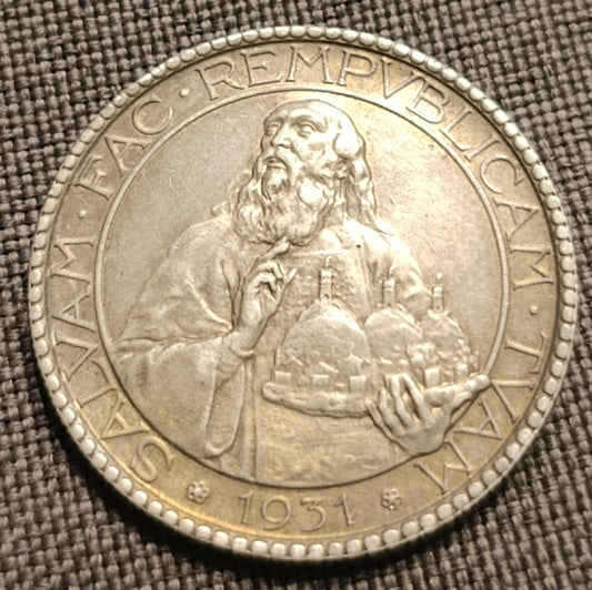 20 LIRE 1931 SAN MARINO MONETA IN ARGENTO SPL