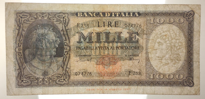 1000 LIRE ITALIA ORNATA DI PERLE (MEDUSA) 11/02/1949 BB