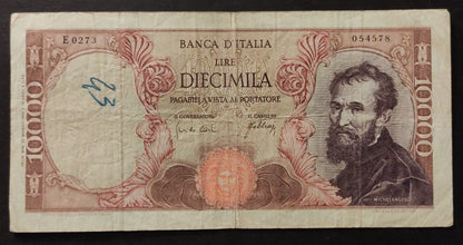 10000 LIRE MICHELANGELO 20/05/1966 BB