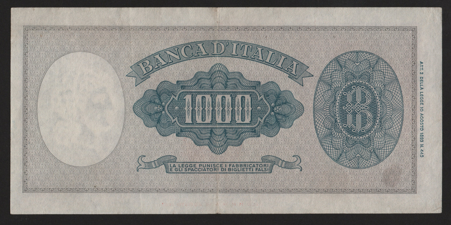 1000 LIRE ITALIA ORNATA DI PERLE (MEDUSA) 20/03/1947 BB+