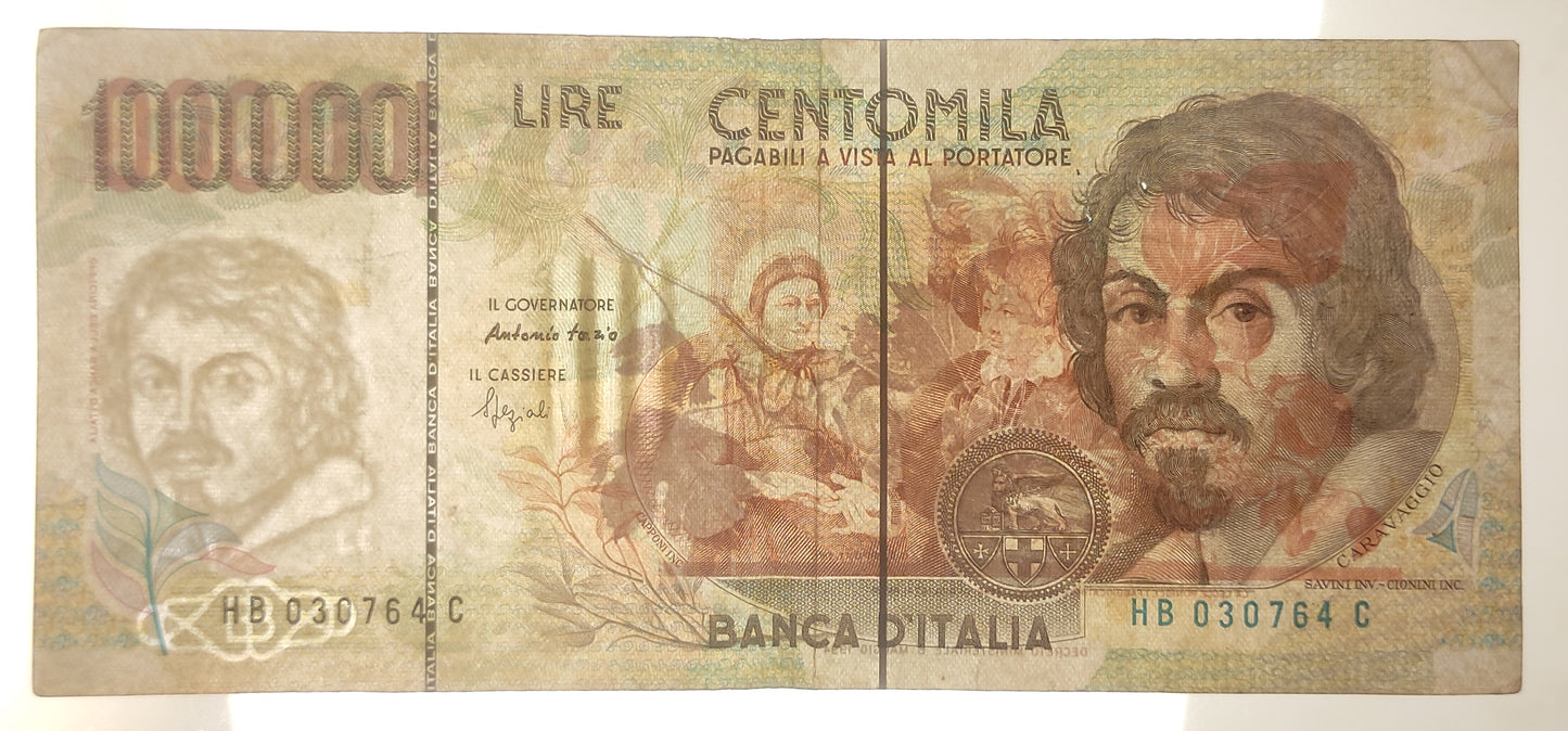 100000 LIRE CARAVAGGIO 2° TIPO LETTERA B 27/02/1995 BB