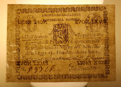 9 PAOLI STATO PONTIFICIO DAL 09/09/1798 REPUBBLICA ROMANA FDS PERIZIATA - Numismatica_ita