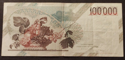 100000 LIRE CARAVAGGIO 1° TIPO LETTERA A 25/10/1983 BB