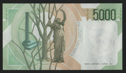5000 LIRE BELLINI NUMERI PRIMI AUTOGRAFO FIRMATO FAZIO GOVERNATORE qFDS - Numismatica_ita