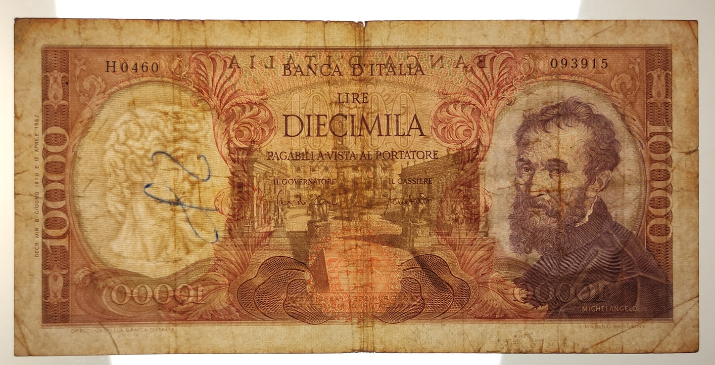 10000 LIRE MICHELANGELO 08/06/1970 BB