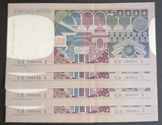50000 LIRE VOLTO DI DONNA 11/04/1980 CONSECUTIVE SPL