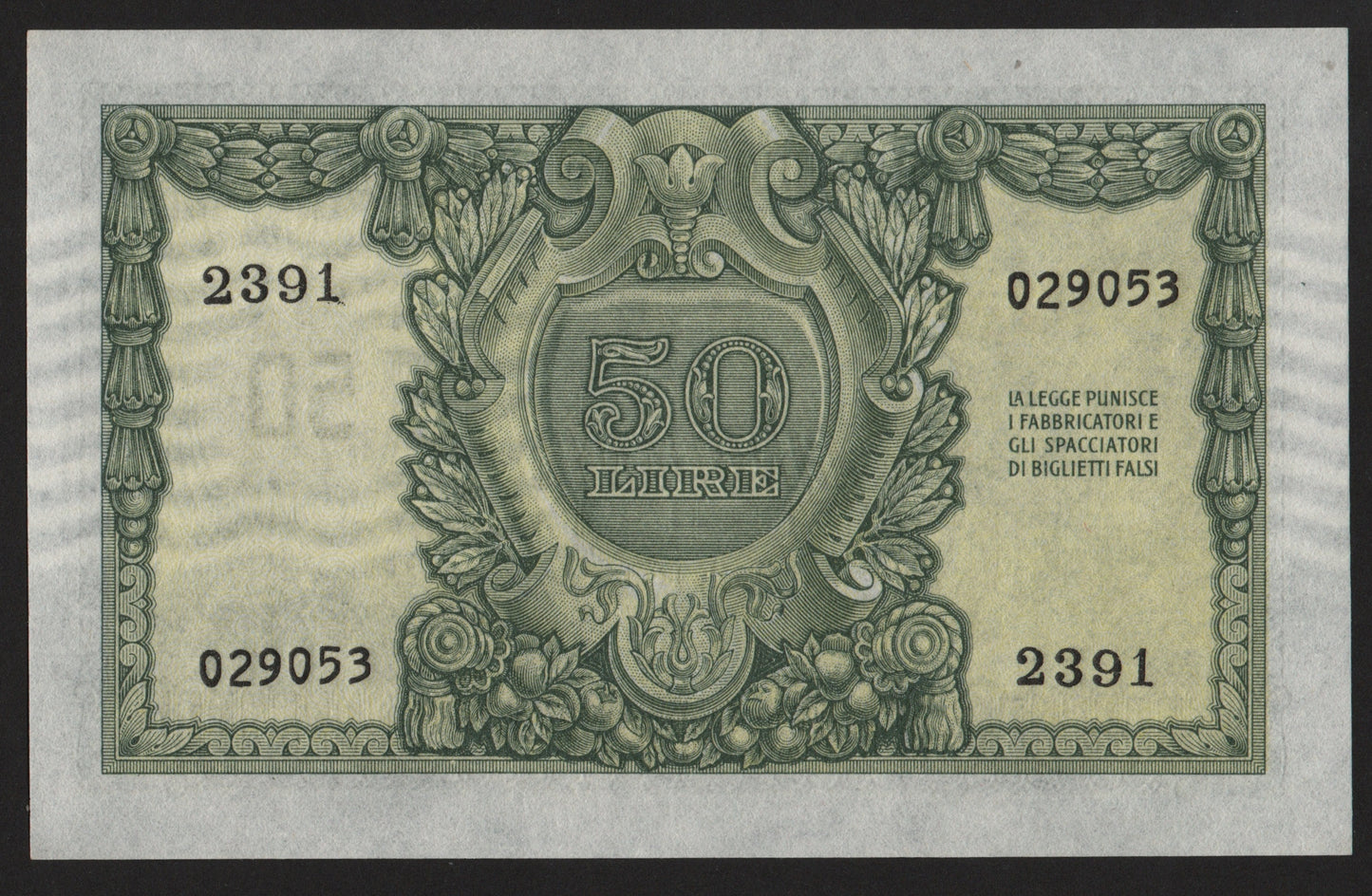 50 LIRE ITALIA ELMATA 31/12/1951 FDS