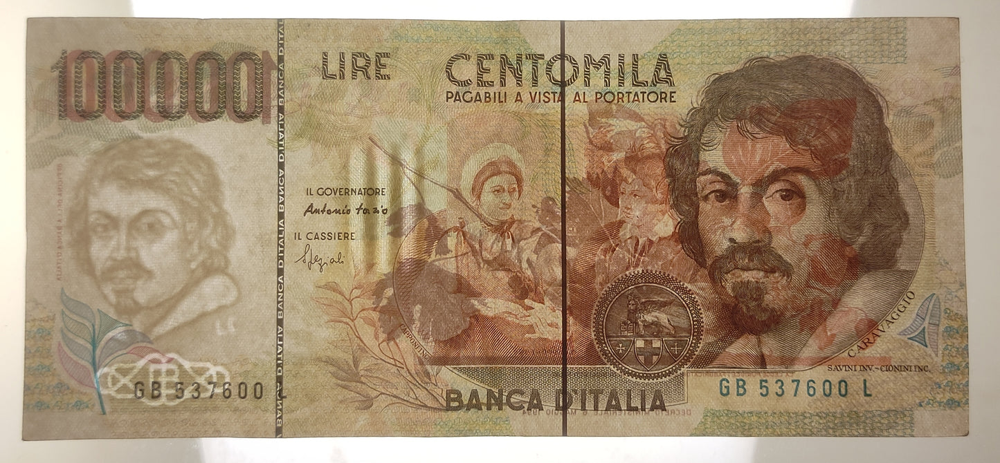 100000 LIRE CARAVAGGIO 2° TIPO LETTERA B 27/02/1995 BB