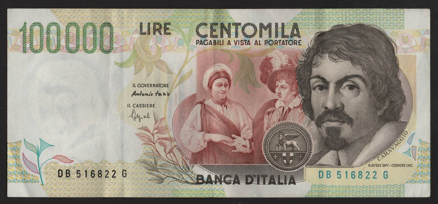 100000 LIRE CARAVAGGIO 2° TIPO LETTERA B 27/02/1995 BB