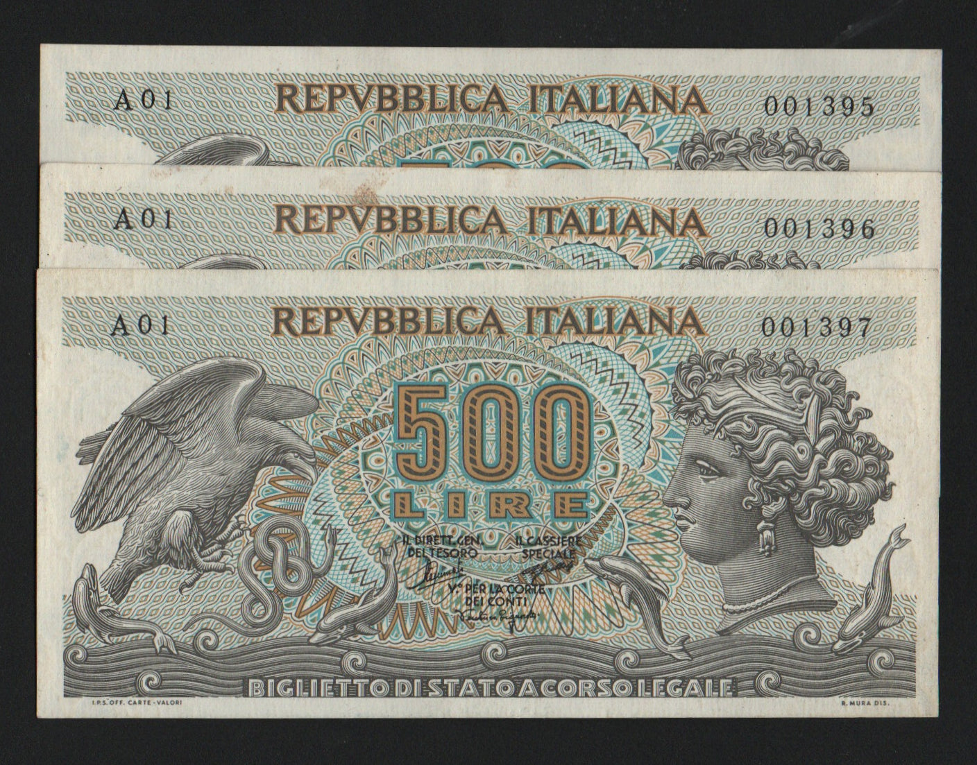 500 LIRE ARETUSA A01 PRIMA SERIE 20/06/1966 qSUP
