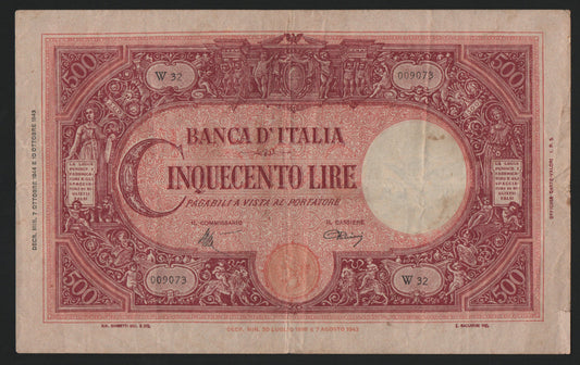 500 LIRE GRANDE "C" (B.I.) 07/10/1944 LUOGOTENENZA BB