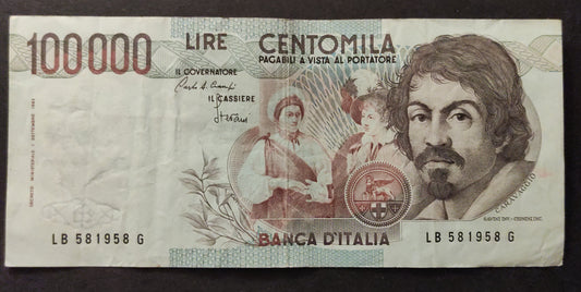 100000 LIRE CARAVAGGIO 1° TIPO LETTERA B 1985 BB