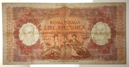 10000 LIRE REPUBBLICHE MARINARE REGINE DEL MARE 21/11/1955 BB