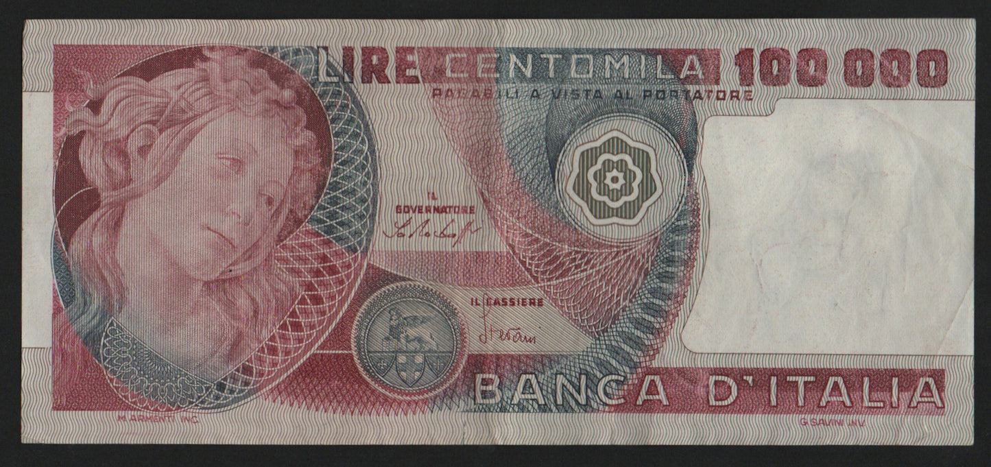 100000 LIRE BOTTICELLI TRIPLA A 20/06/1978 BB