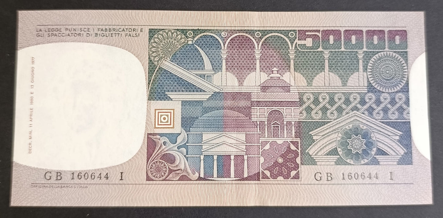 50000 LIRE VOLTO DI DONNA 11/04/1980 CONSECUTIVE SPL