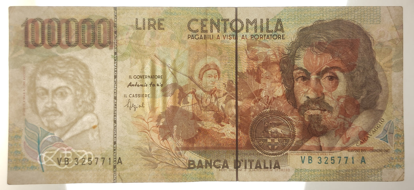 100000 LIRE CARAVAGGIO 2° TIPO LETTERA B 27/02/1995 BB