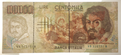 100000 LIRE CARAVAGGIO 2° TIPO LETTERA B 27/02/1995 BB