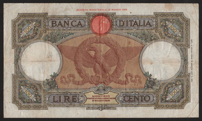 100 LIRE ROMA GUERRIERA (FASCIO) PRIMA BANCONOTA IMPERIALE 18/08/1936 BB